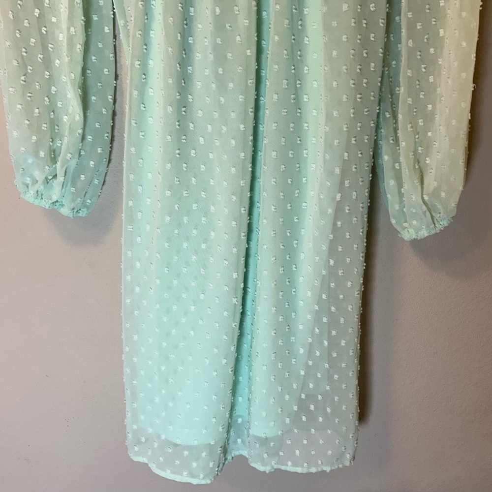 Women’s Large Midi Dress Aqua Lightweight with Balloon Sleeves for Spring Easter - Picture 4 of 16